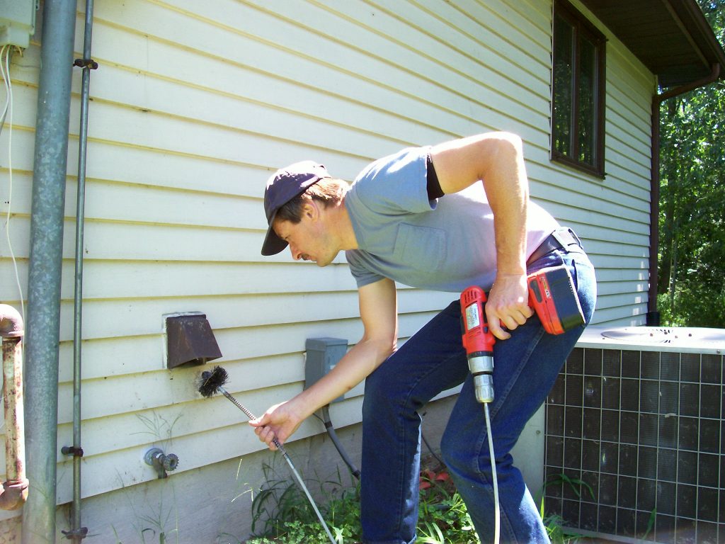 Special "spinning" brushes snake through your dryer vent cleaning lint off the sides of the vent.